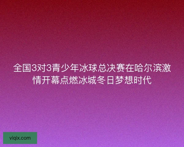 全国3对3青少年冰球总决赛在哈尔滨激情开幕点燃冰城冬日梦想时代